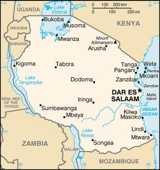 Ligging Tabora in Tanzania